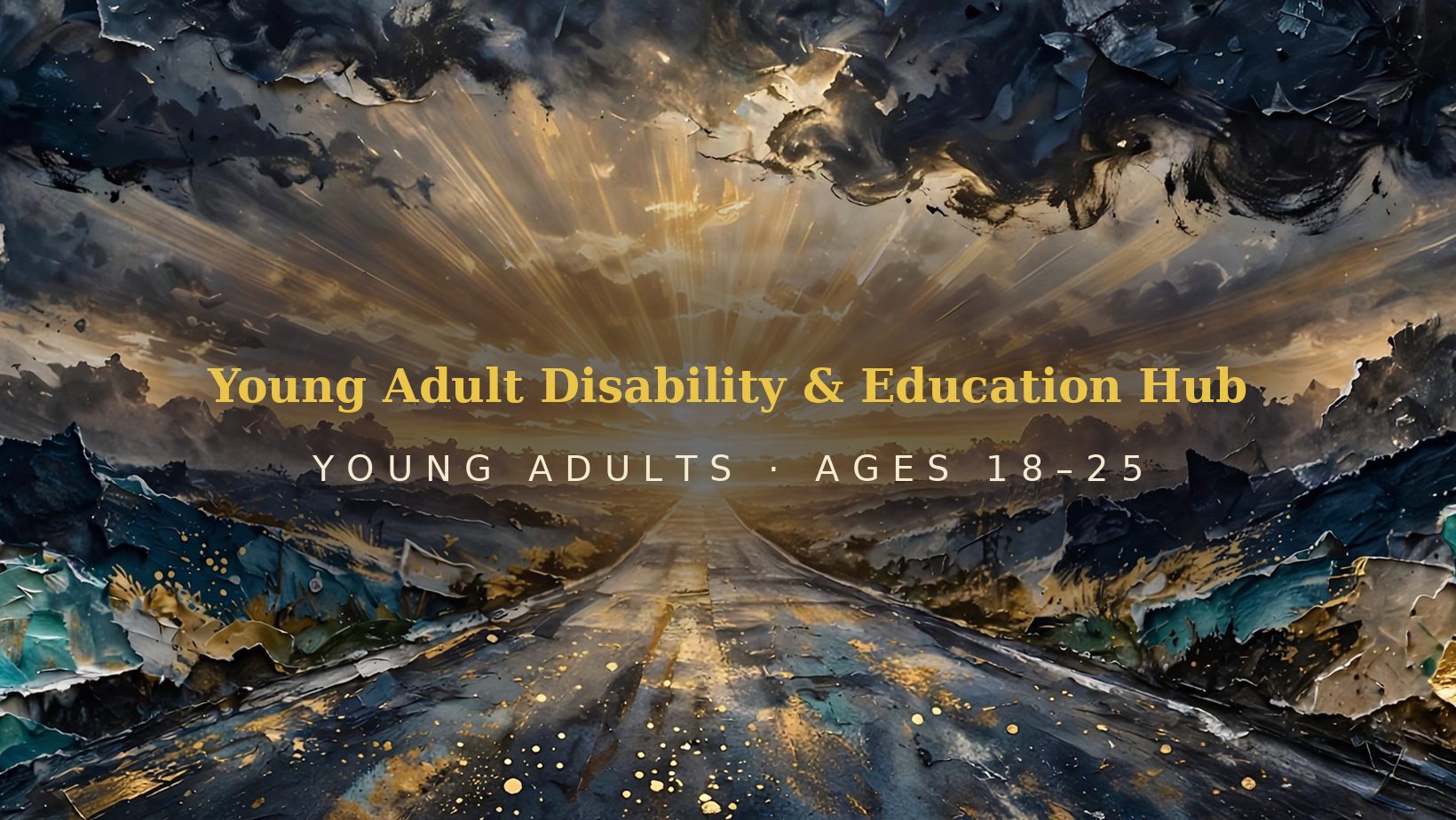 Abstract collage artwork for Young Adult Disability & Education Hub