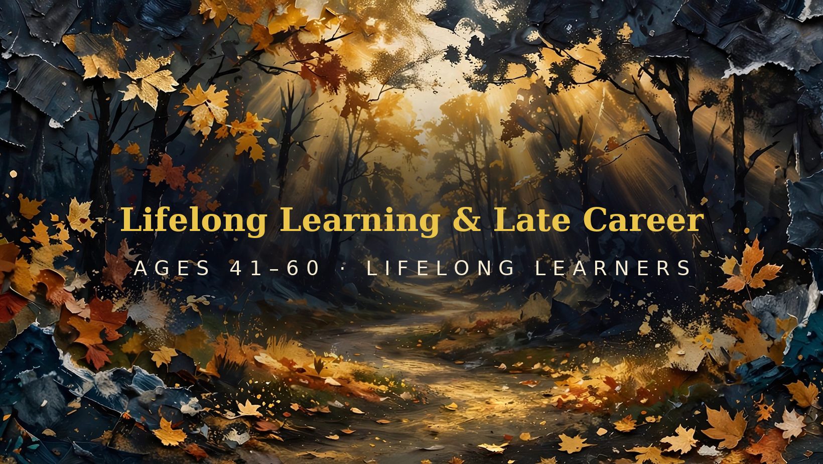 Gold and teal creative artwork for Lifelong Learning & Late Career