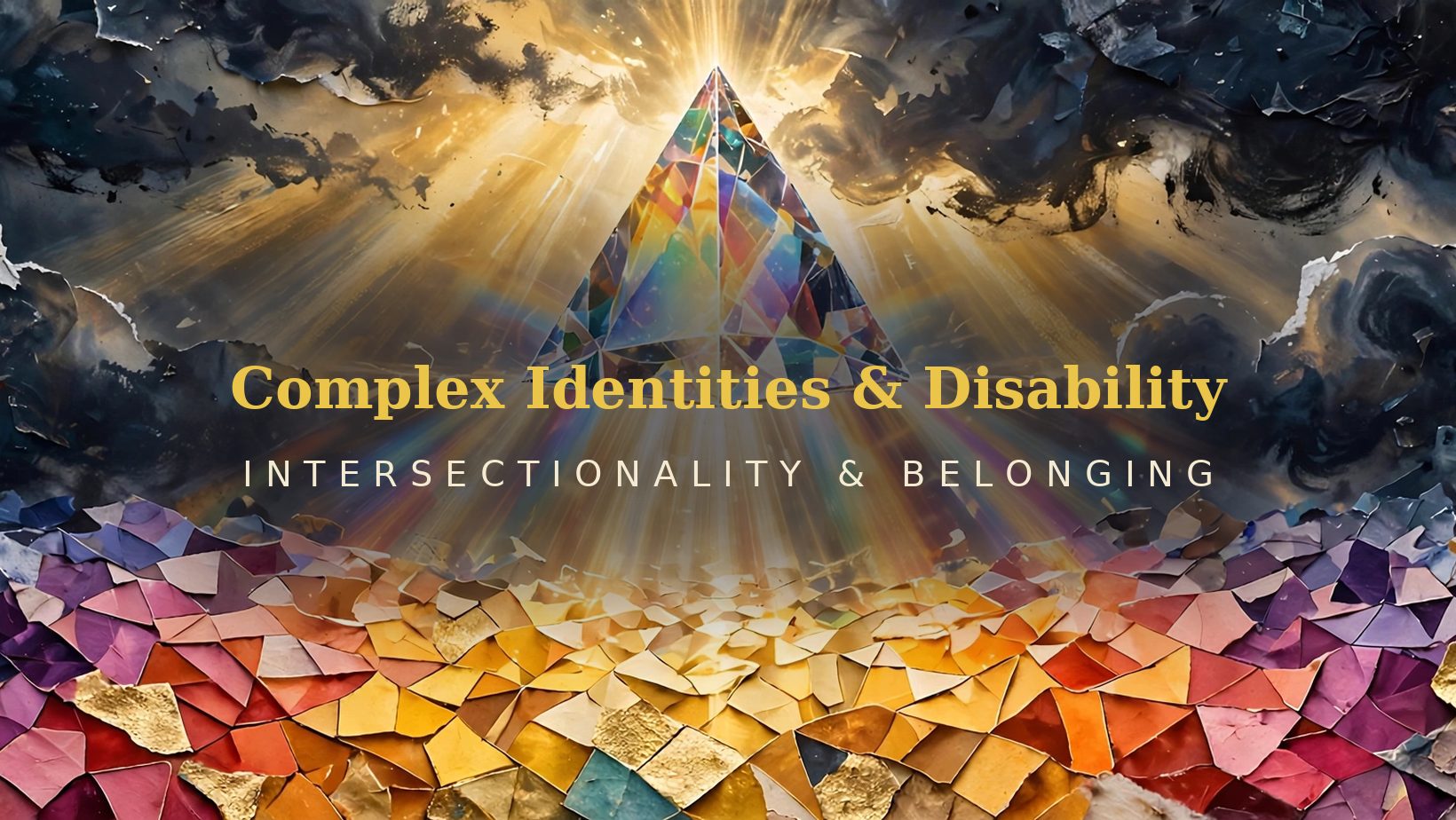 Layered abstract artwork for Complex Identities & Disability